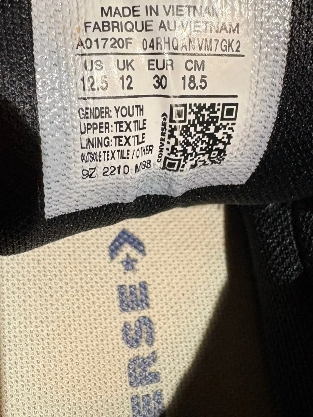 Converse Kids Black Low Top Sneakers with White Laces
